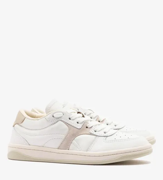 George Sneaker In White Leather and Mushroom Grey Suede